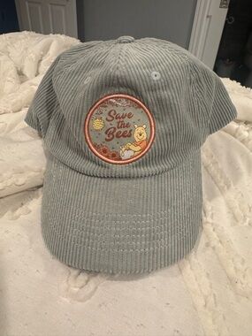 Disney Winnie the Pooh "Save the Bees" Light Gray Corduroy Baseball Cap